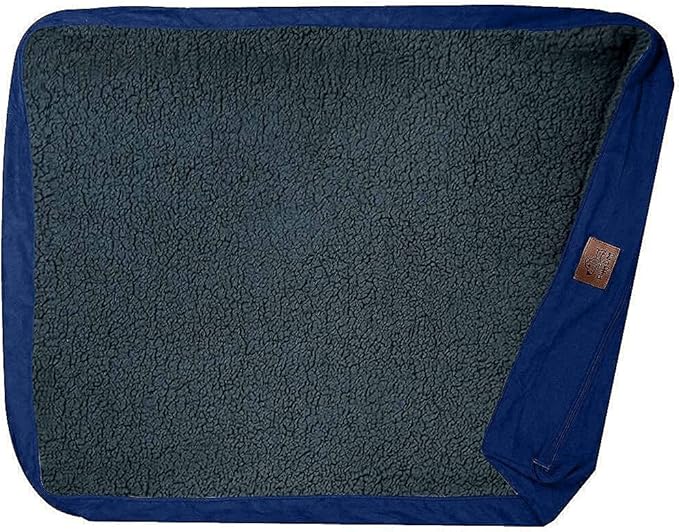 Floppy Dawg XL Dog Bed Replacement Cover. Removable and Machine Washable Cover for Mattress and Rectangular Pillow Beds. 48L x 30W. Blue Suede with Gray Top.