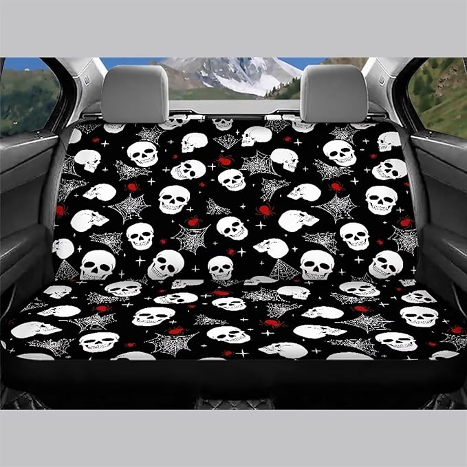 AFPANQZ Skull Spiderweb Car Backseat Covers Dog Seat