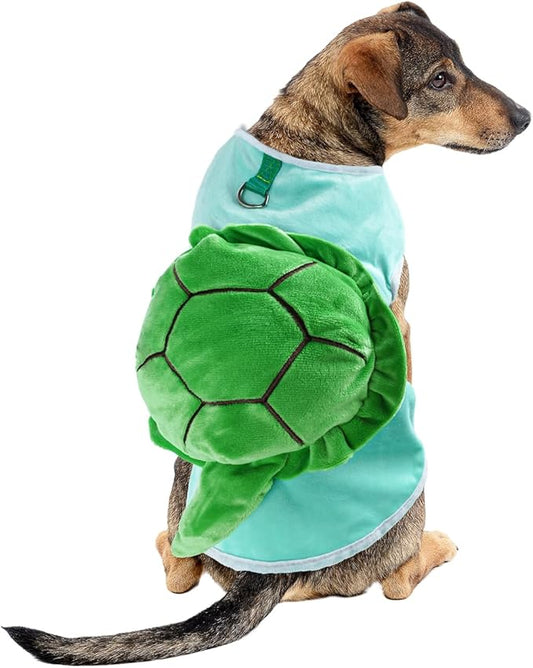 Turtle Dog Costume - Dog Halloween Costume with Utral Soft Turtle Shell Cute Outfit, Warm Fleece Doggie Clothes Cat Apparel with Tow Ring for Medium Pets (Green,XL)