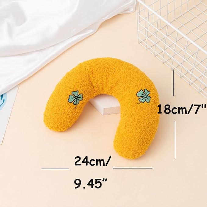 Catnip Little Pillow for Cats Puppies Ultra Soft Warm Fluffy Pet Calming Toy Half Donut Cuddler for Joint Relief Sleeping Improve Machine Washable-Yellow