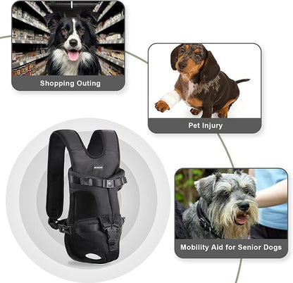 WindyTails Dog Backpack Carrier for Medium Small Large Dogs, Pet Backpack Carrier, Dog Front Carrier, Dog Hiking Backpack, Dog Baby Carrier, Dog Chest Carrier for Hiking Outdoor, Black, S