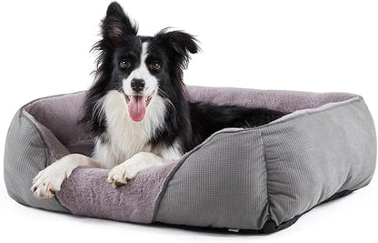 MIXJOY Dog Beds for Large Dogs (35x25in, Grey)