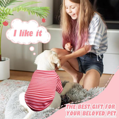 4 Pack Striped Dog Shirts Waffle Dog Clothes for Small Medium Dogs