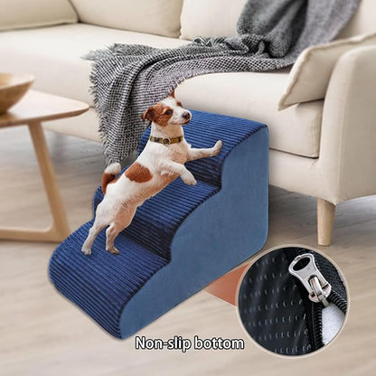 High Density Foam Dog Stairs Steps 17.8’’ Non-Slip 3-Tiers (Navy