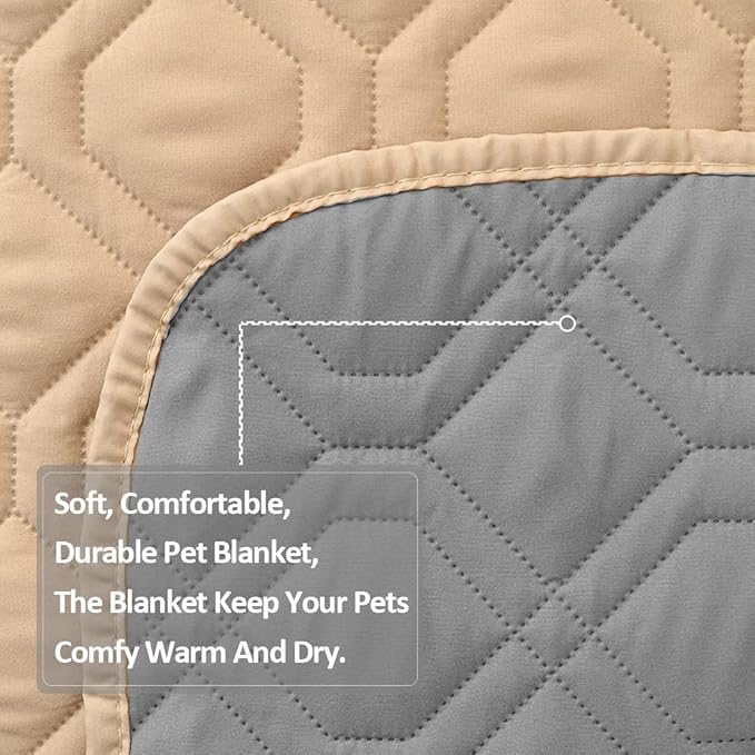 Waterproof Dog Bed Covers for Couch Protection Dog Pet Blanket Furniture Protector (82"X82", Beige+Grey)