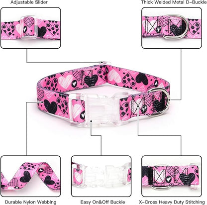 Floral Print Puppy Dog Collar for Small Medium Large Dogs Collars with Quick Release Buckle for Girls Female Dog Soft Nylon Comfortable Durable Pet Collar (NO10, S)