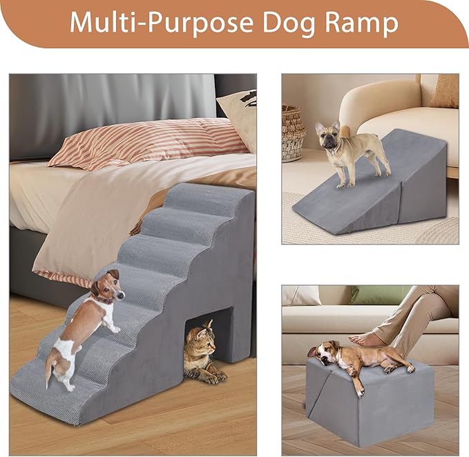 33 inches Dog Steps for High Bed, 7 Tier Dog Stairs/Steps for Small Dogs, Non-Slip Dog Ramp/Ladder for Injured Pets, Older Dogs, and Small Pets