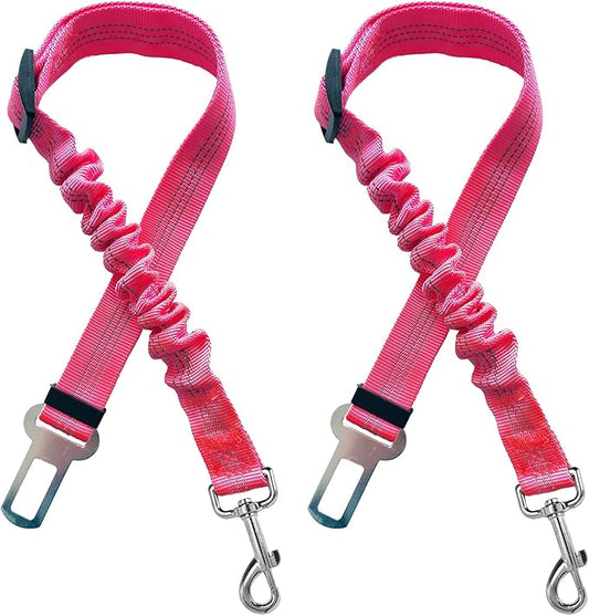 2 Dog Car Harness Seatbelt Seat Belt Leash Travel Accessories Bungee Anti Shock Pet Cat Adjustable Lead Clip Safety Seats Belts Pink