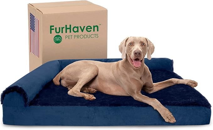 Furhaven Memory Foam Dog Bed for Large Dogs w/ Removable Bolsters & Washable Cover 125 lbs