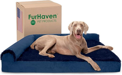 Furhaven Memory Foam Dog Bed for Large Dogs w/ Removable Bolsters & Washable Cover 125 lbs