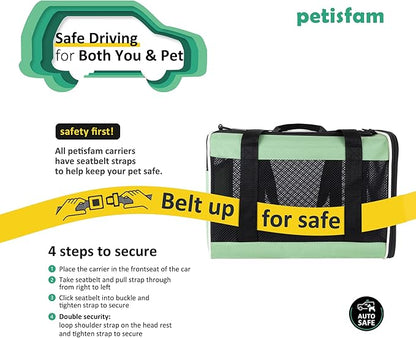 petisfam Easy Load Pet Carrier for Large, Medium Cats, 2 Cats and Small Dogs with Comfy Bed. Easy to Get Cat in, Escape Proof, Easy Storage, Washable, Safe and Comfortable for Vet Visit and Car Ride