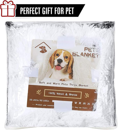 LOCHAS Luxury Fluffy Dog Blanket 20''x30'' White