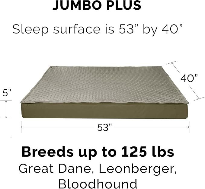 Furhaven Replacement Dog Bed Cover Water-Resistant Indoor/Outdoor Quilt Top Convertible Mattress, Washable - Dark Sage, Jumbo Plus (XX-Large)