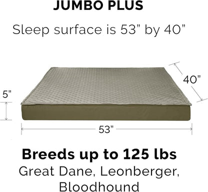 Furhaven Replacement Dog Bed Cover Water-Resistant Indoor/Outdoor Quilt Top Convertible Mattress, Washable - Dark Sage, Jumbo Plus (XX-Large)