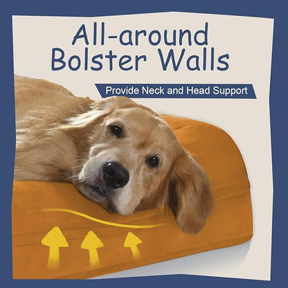 Orthopedic Washable Large Dog Bed: Jumbo Dog Bed Bolster Waterproof