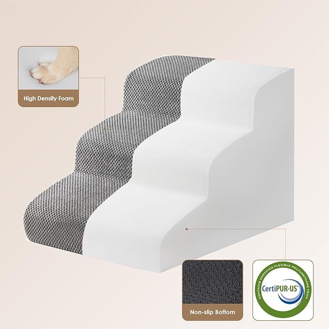 EHEYCIGA Curved Dog Stairs for Small Dogs 15.7" H 3-Step Dog