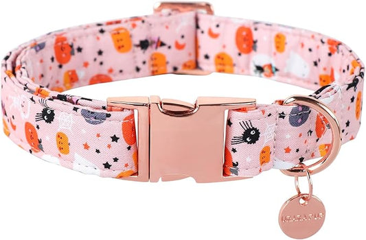 Halloween Dog Collar with Metal Buckle Gift Pumpkin