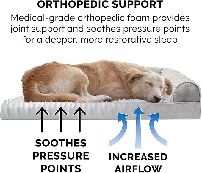 Furhaven Orthopedic Dog Bed for Large Dogs w/ Removable Bolsters & Washable Cover 95 lbs