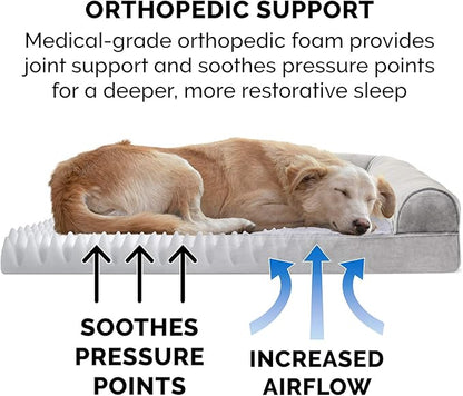 Furhaven Orthopedic Dog Bed for Large Dogs w/ Removable Bolsters & Washable Cover 95 lbs