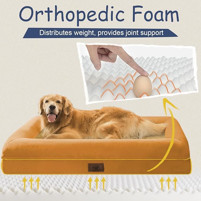 Orthopedic Washable Large Dog Bed: XLarge Dog Bed Bolster Waterproof