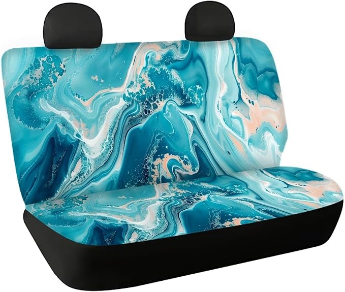 AFPANQZ Blue Marble Car Seat Cover for Rear Bench Seats Polyester Fabric Protects Against Dirt Pet Fur Dog Hair