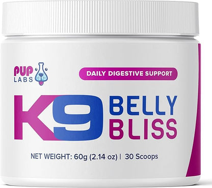 K9 Belly Bliss - Daily Digestive Support - Custom-Formulated Prebiotic for Dogs - Topper for Dry and Wet Food, 30 Scoops, 2.14 oz