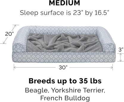 Furhaven Replacement Dog Bed Cover Plush & Diamond Print Nest Top Sofa-Style