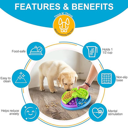 Slow Feeder Dog Bowls 3 Layers, Interactive Dog Puzzle Game, Dog Enrichment Toys, Anti-Slip Slow Eating Dog Bowl, Maze Dog Food Bowl, Anti-Choking Puzzle Feeder Dog Bowl for Dogs & Cats