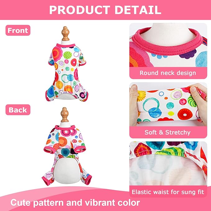 Dog Pajamas Pjs Spring Summer Dog Clothes for Small Dogs Girl - Boy - Medium Size Dogs, Soft Stretchy Puppy Clothes Doggie Onesies Cat Pet Jammies Outfit (Floral, XX-Large)