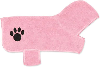 Bone Dry Pet Robe Collection, Embroidered Absorbent Microfiber Bath Robe with Adjustable Closure, for Dogs & Cats, Small, Pink