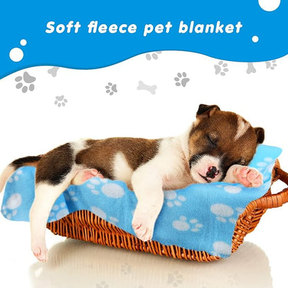 28 Pieces Puppy Blanket Soft Fleece Pet Blanket Small Fleece Blanket for Dogs Cats Puppy Kitten Pets, Warm Paw Print Blanket Sleep Mat Bed Covers, 28 Styles (23.6 x 27.6 Inch)