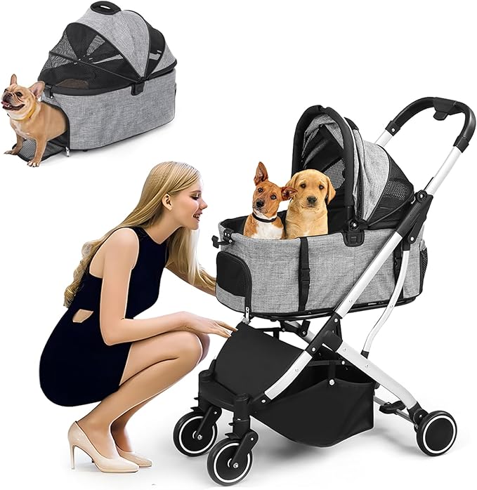 Pet Stroller for Cats and Small Dogs with Removable Carrier Liner 4-Wheel Cat