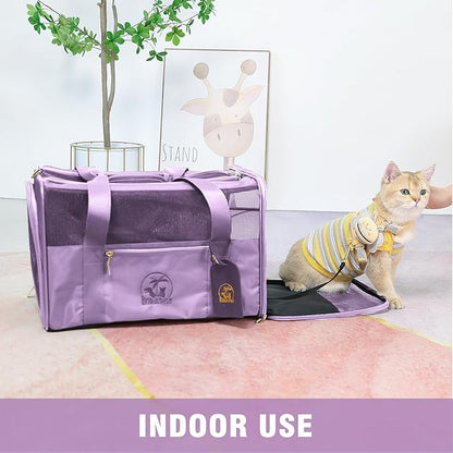 Luxury Pet Carrier for Dogs, Cats, Puppies - Airline TSA Approved, Durable Anti-Scratch Fabric, Soft-Sided, Consistent Airflow, Foldable Design, Cushion Pad, Travel (Lilac, Medium)