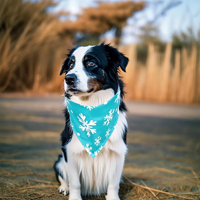 10PCS Big Dog Bandanas Winter Bulk for Large XL Breed Dog Snow Forest Ice PineTree Pattern Kerchief Triangle Bibs Head Scarves for Boys and Girls Grooming Accessories Costume