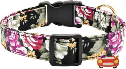 Flower Patterns Dog Collar with Accessories