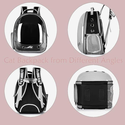 Cat Backpack Carrier Expandable Ventilate Transparent Pet Dog Backpack for Large Cats Hiking, Travel, Outdoor, Airline-Approved Space Capsule Backpack(Grey)