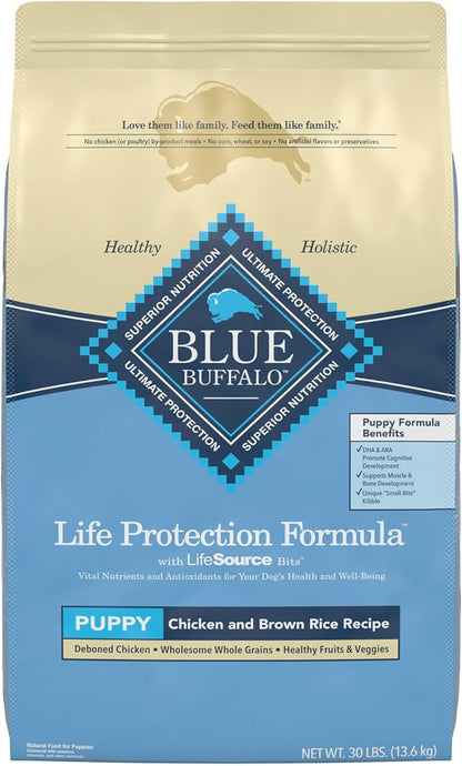 Blue Buffalo Life Protection Formula Natural Puppy Dry Dog Food, Chicken and Brown Rice 30-lb