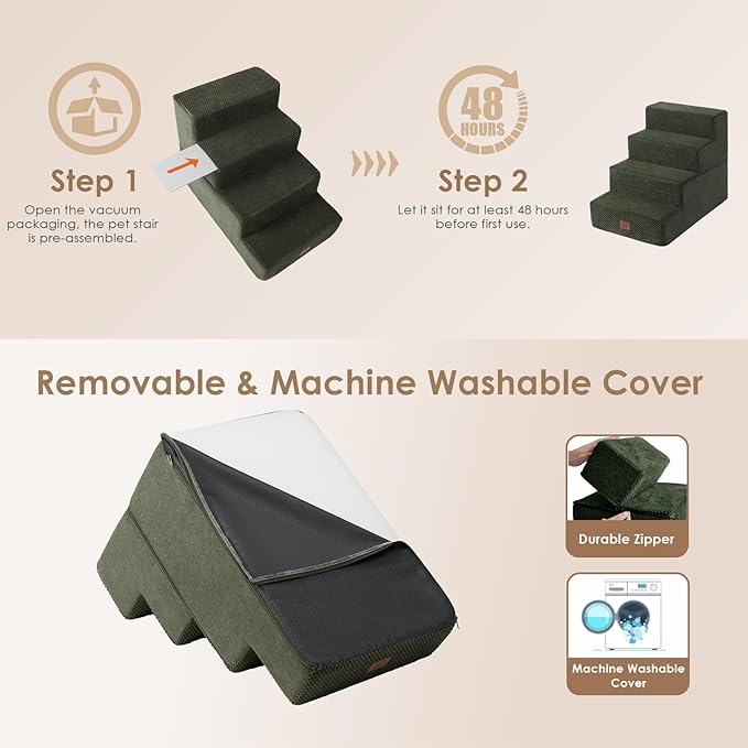 EHEYCIGA Dog Stairs for Bed 18”H 4-Step Dog