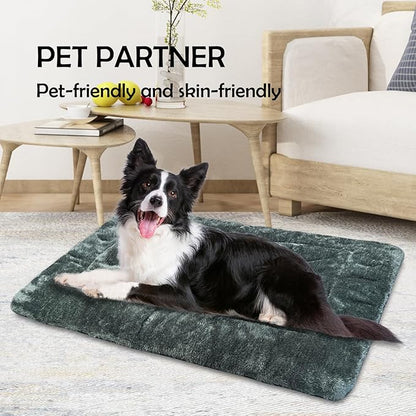 Waterproof Dog Bed Mat Soft Fluffy Reversible Dog Crate Pad for Large Medium Small Dogs and Cats, Washable Kennel Pad for Dog Sleeping, Large, Grey