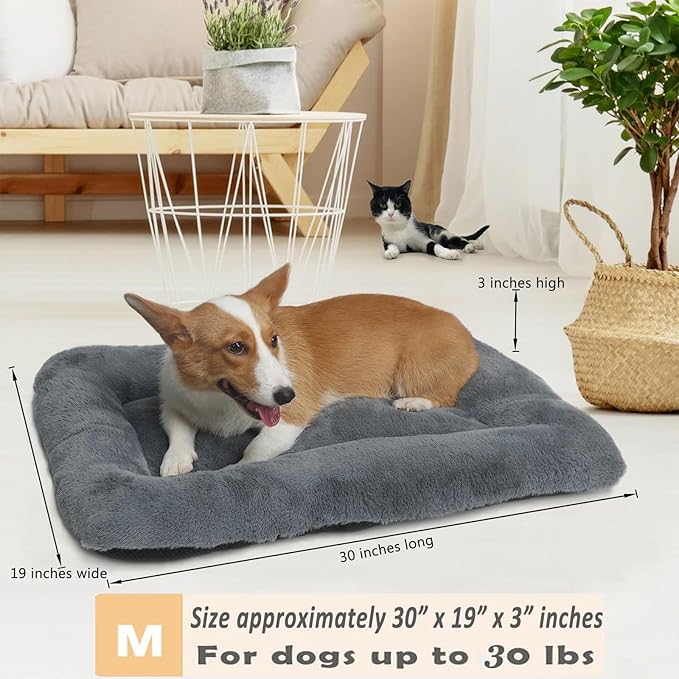 30 Inch Dog Crate Pad Washable,Ultra Soft 30 x 19 Dog Crate Bed for Medium Breeds Dogs up to 30 lbs,Dog Kennel Beds for Crates with Anti-Slip Bottom Pet Sleeping Mattress,Dark Grey