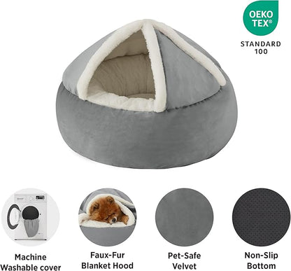 Lesure Medium Dog Bed with Cover Cave 26"