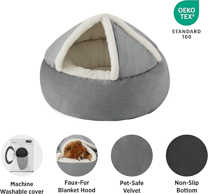 Lesure Small Dog Bed with Cover Cave 23"