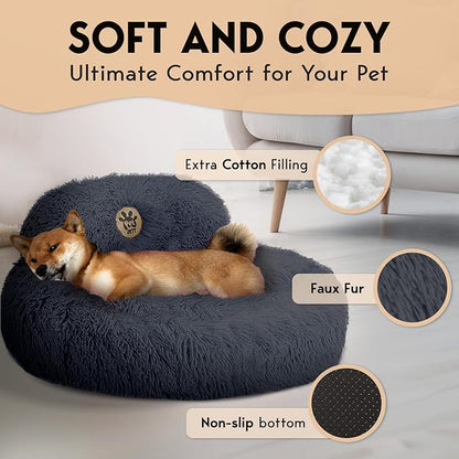 PetJett Calming Dog Bed for Medium Dogs 30'' Donut 45 lbs,