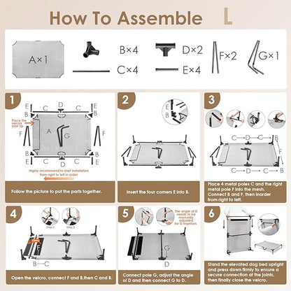 EHEYCIGA 44 Inch Elevated Dog Cot Beds for Large Dogs