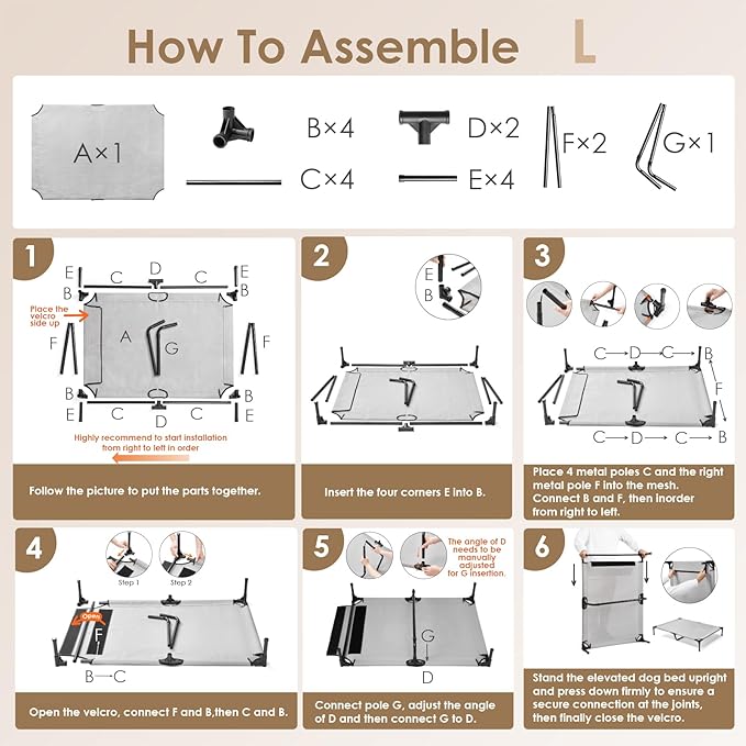 EHEYCIGA 44 Inch Elevated Dog Cot Beds for Large Dogs