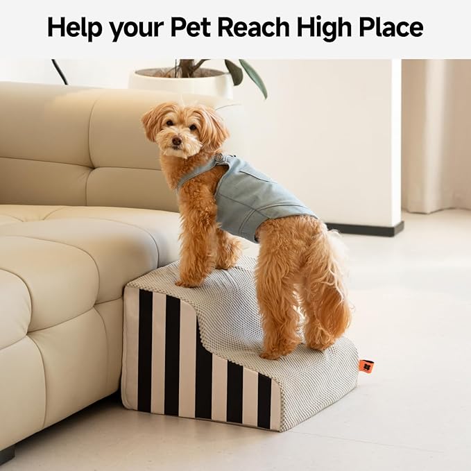 MEWOOFUN Dog Stairs for Small Dogs 2-Tier Dog 50lbs Small