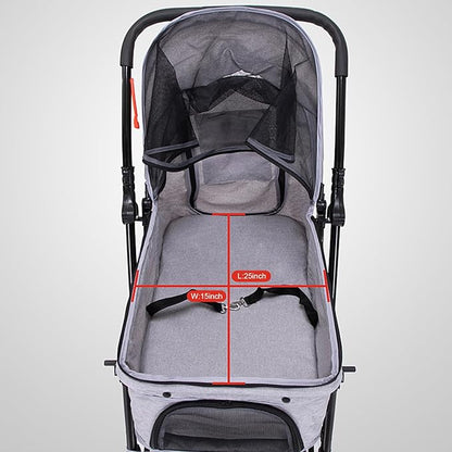 Pet Strollers for Small Medium Dogs & Cats with Reversible Handle