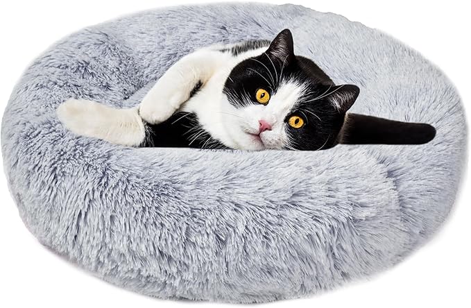 Aurako Cat Bed Dog Bed Round Cushion Pet 20" Light