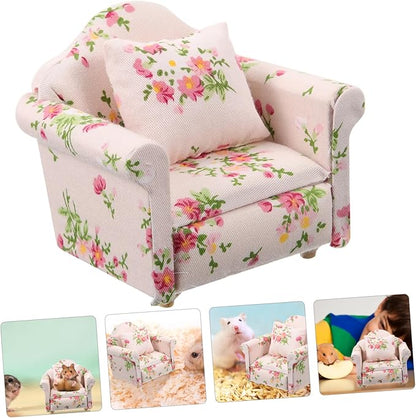 Hamster Sofa Chair Bunny Toys Guinea Pig Toys Rabbit Toys Furniture Decor Models Mini Sofa Mice Small Sofa Small Pet Bed Small Floral Hamster Supplies Cloth Individual