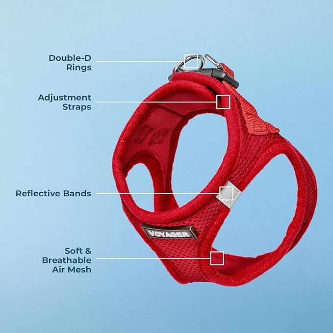 Voyager Step-in Air Dog Harness - All Weather Mesh Step in Vest Harness for Small and Medium Dogs and Cats by Best Pet Supplies - Harness (Red), L (Chest: 18-20.5")